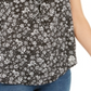 Blusa feminina estilo &amp; co com decote dividido e franzido, preta, tamanho M