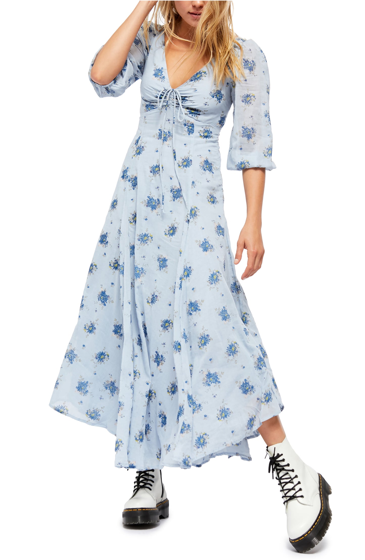 Vestido Midi Sea Glass Azul Free People Feminino Tamanho 10