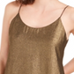 Top feminino de chiffon metálico com folha metálica Bar III, amarelo, tamanho XX-S