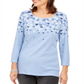Karen Scott Blusa Listrada Feminina Falling Hearts Azul Tamanho P