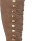 Botas femininas Journee Collection com zíper e cadarços elásticos, cano largo, conforto, bico redondo, salto agulha, marrom, tamanho 12M