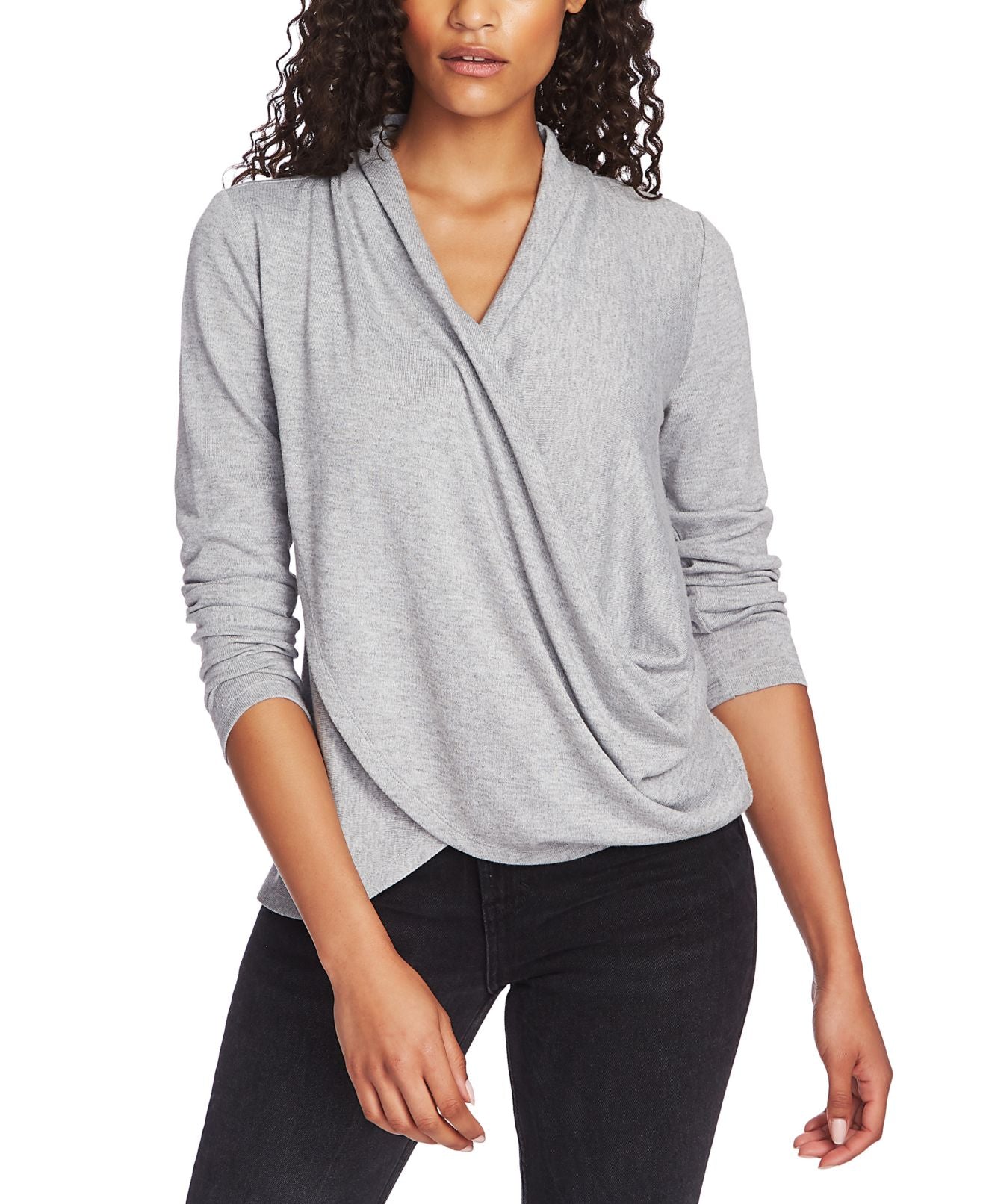 1.STATE Blusa de malha aconchegante feminina cinza