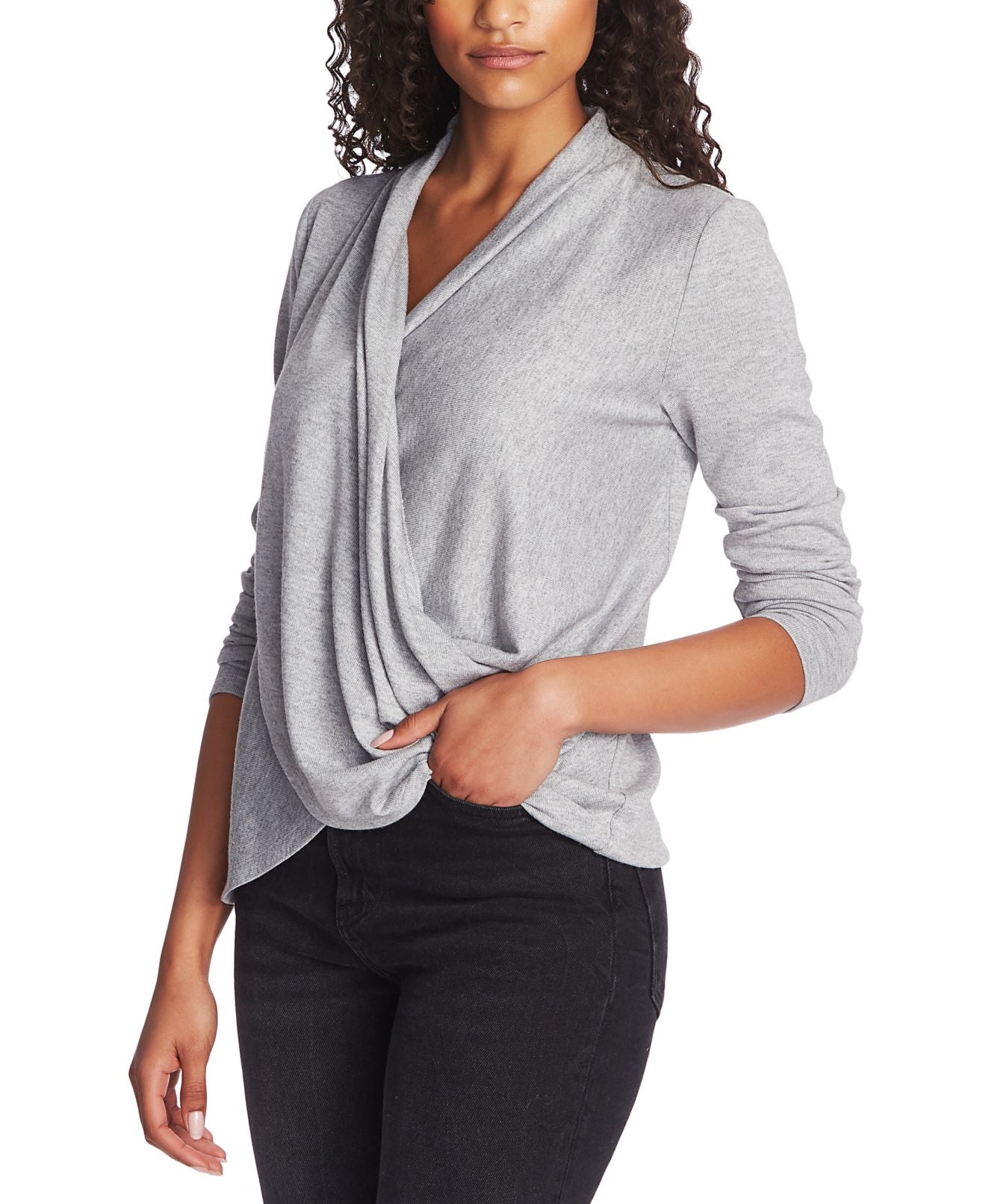 1.STATE Blusa de malha aconchegante feminina cinza