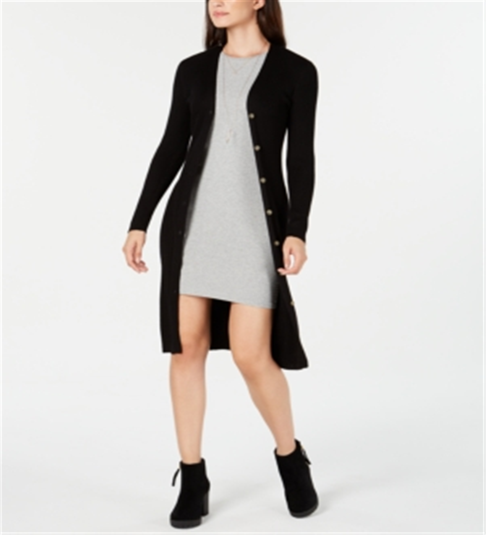 Cardigan Duster canelado feminino Knit &amp; Loom, preto, tamanho grande