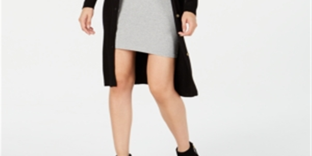 Cardigan Duster canelado feminino Knit &amp; Loom, preto, tamanho grande