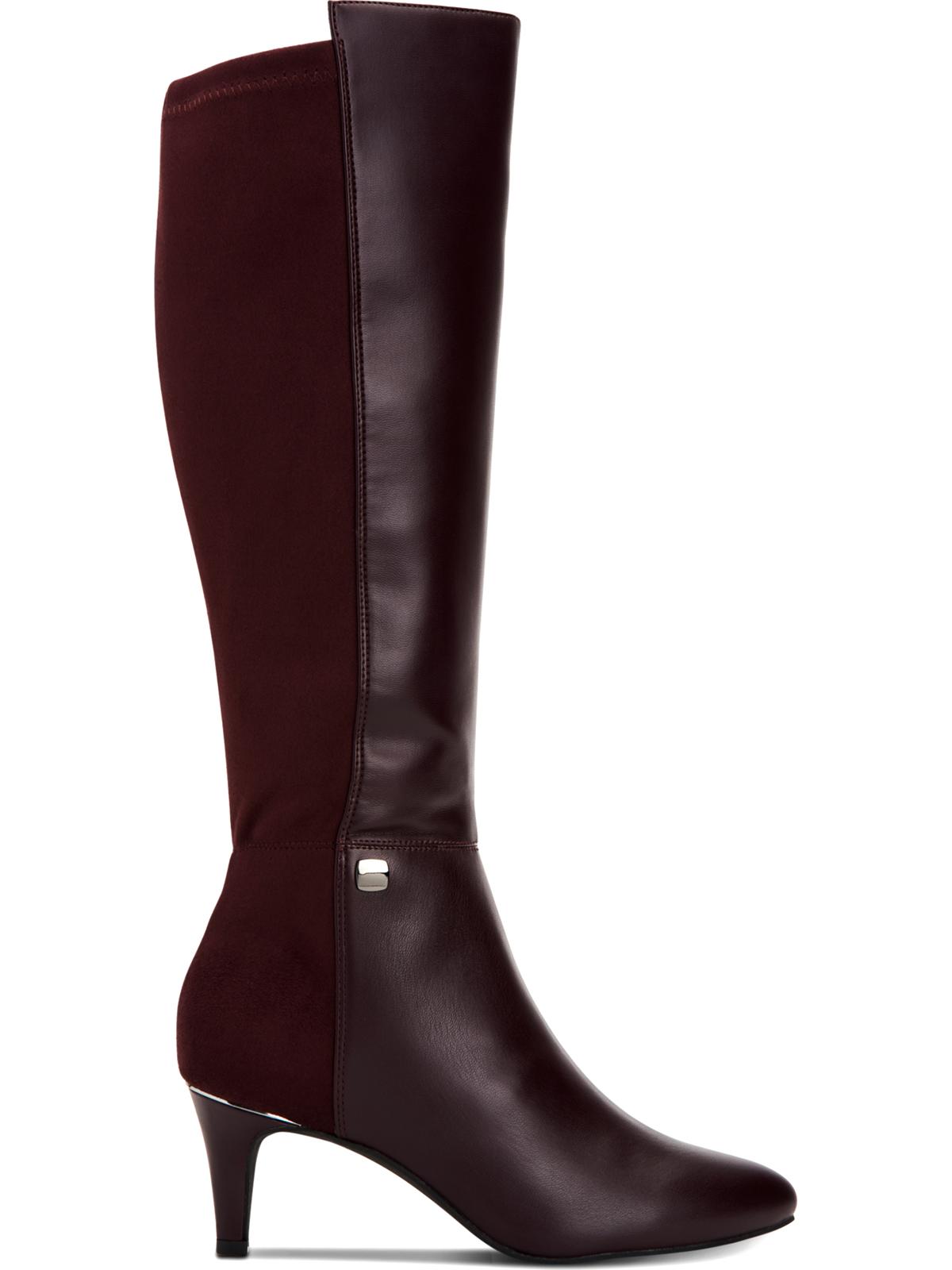 Botas femininas Alfani Arch Support com amortecimento Hakuu Almond Toe e salto gatinho, com zíper, tamanho 7,5 M, vermelhas