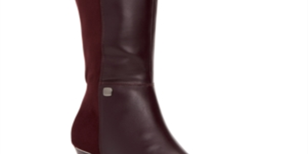 Botas femininas Alfani Arch Support com amortecimento Hakuu Almond Toe e salto gatinho, com zíper, tamanho 7,5 M, vermelhas