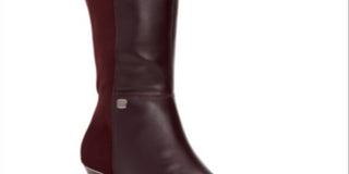 Botas femininas Alfani Arch Support com amortecimento Hakuu Almond Toe e salto gatinho, com zíper, tamanho 7,5 M, vermelhas