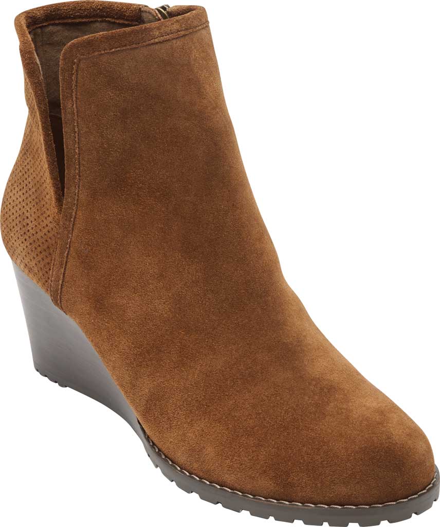 Bota feminina Rockport Hollis Vcut, couro marrom, tamanho 7,5 M