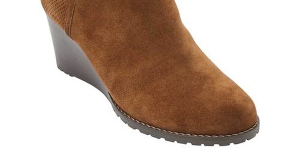 Bota feminina Rockport Hollis Vcut, couro marrom, tamanho 7,5 M