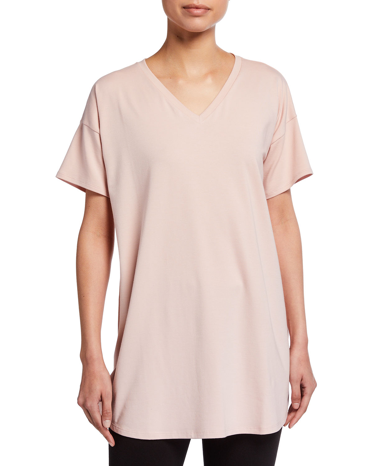 Túnica feminina Eileen Fisher com decote em V, plus size, rosa, tamanho GG