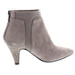 Botas de couro Bandolino femininas cinza Goring com amortecimento Bari bico fino salto cone zíper marrom tamanho 8 M