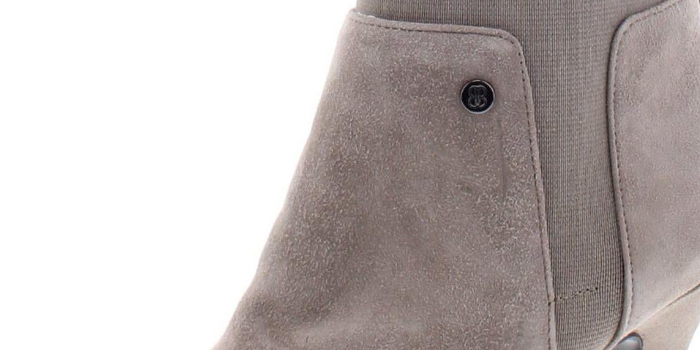 Botas de couro Bandolino femininas cinza Goring com amortecimento Bari bico fino salto cone zíper marrom tamanho 8 M