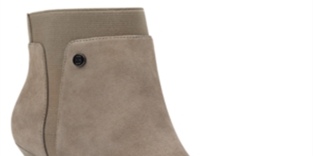 Botas de couro Bandolino femininas cinza Goring com amortecimento Bari bico fino salto cone zíper marrom tamanho 8 M