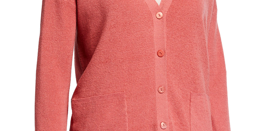 Cardigan feminino canelado de linho Eileen Fisher, laranja, tamanho 1X