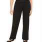 Calça feminina JM Collection com perna larga e ajuste folgado, preta, tamanho X-S