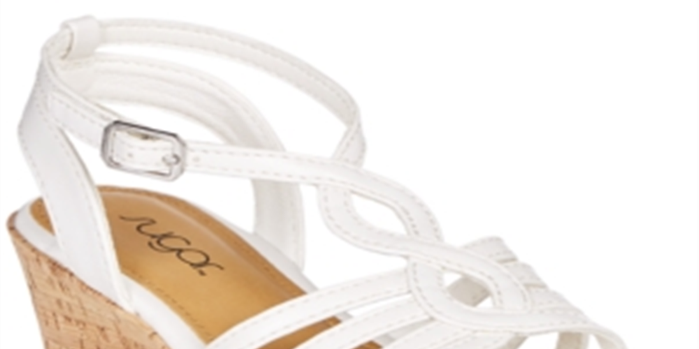 Sandálias de cunha com cortiça Sugar Little &amp; Big Girl, brancas, tamanho 12 M