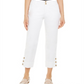 Calça Capri Feminina Charter Club com Punhos Abotoados e Controle de Barriga, Branca, Tamanho 10