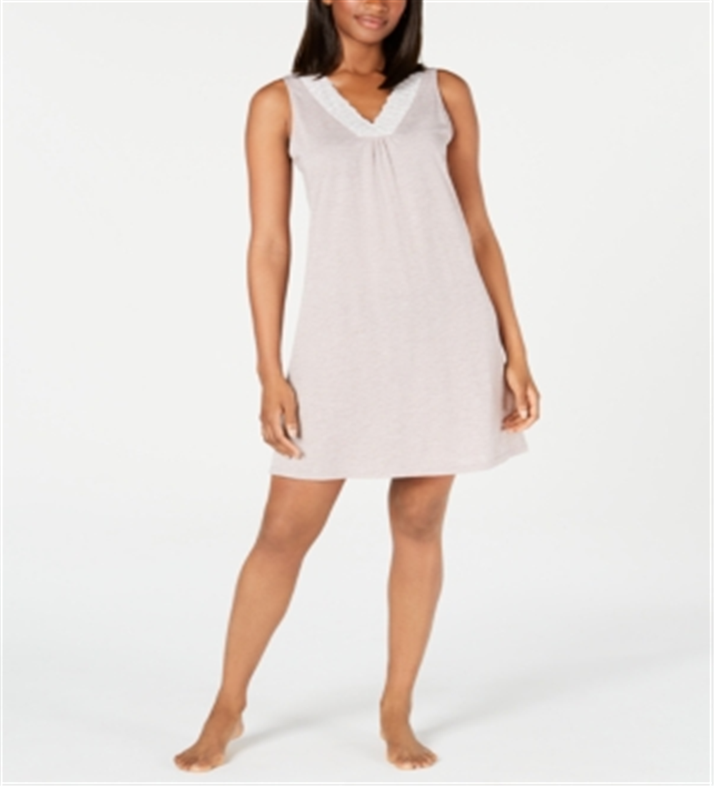 Vestido de noite feminino Charter Club, de malha super macia com acabamento em renda, rosa, tamanho M