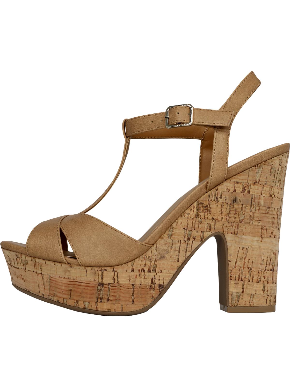 Sandálias femininas Sun + Stone Jamie Platform com salto aberto e bico fino, tamanho 9,5 M