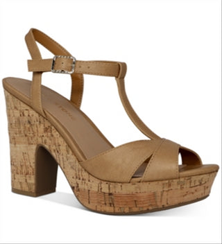 Sandálias femininas Sun + Stone Jamie Platform com salto aberto e bico fino, tamanho 9,5 M