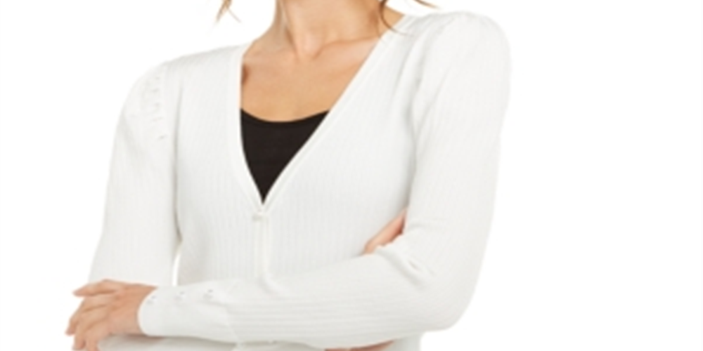 Suéter feminino de manga comprida com botões INC International Concepts, branco, tamanho X-Large