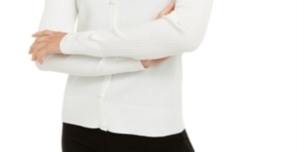 Suéter feminino de manga comprida com botões INC International Concepts, branco, tamanho X-Large