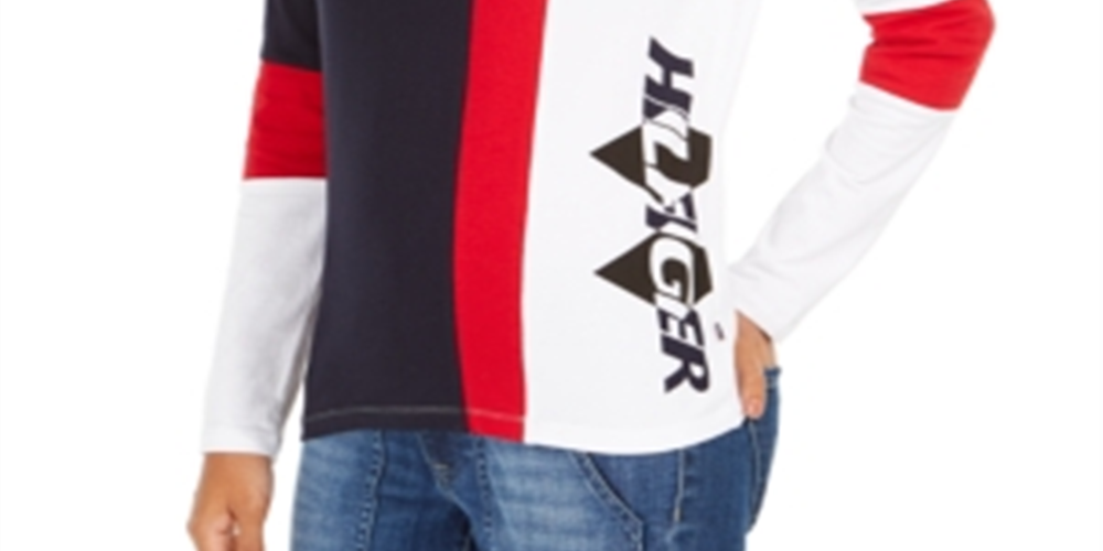 Camiseta Tommy Hilfiger Feminina com Logo Lateral Colorblock, Branca, Tamanho Médio