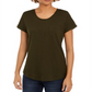Camiseta feminina de algodão com gola redonda, tamanho X-S, verde, estilo &amp; co