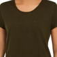 Camiseta feminina de algodão com gola redonda, tamanho X-S, verde, estilo &amp; co