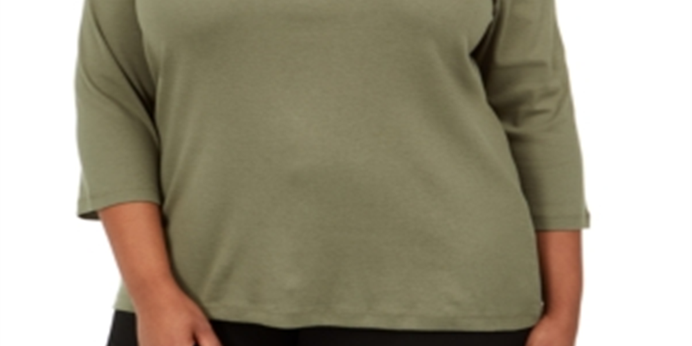 Karen Scott Camisa Plus Size Feminina com Lantejoulas e Flores Verde Tamanho 4X