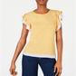 Blusa listrada com mangas esvoaçantes Maison Jules feminina, amarela, tamanho grande