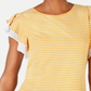 Blusa listrada com mangas esvoaçantes Maison Jules feminina, amarela, tamanho grande