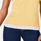 Blusa listrada com mangas esvoaçantes Maison Jules feminina, amarela, tamanho grande