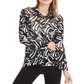 Blusa feminina estampada Alfani, alta e baixa, preta, tamanho pequeno grande
