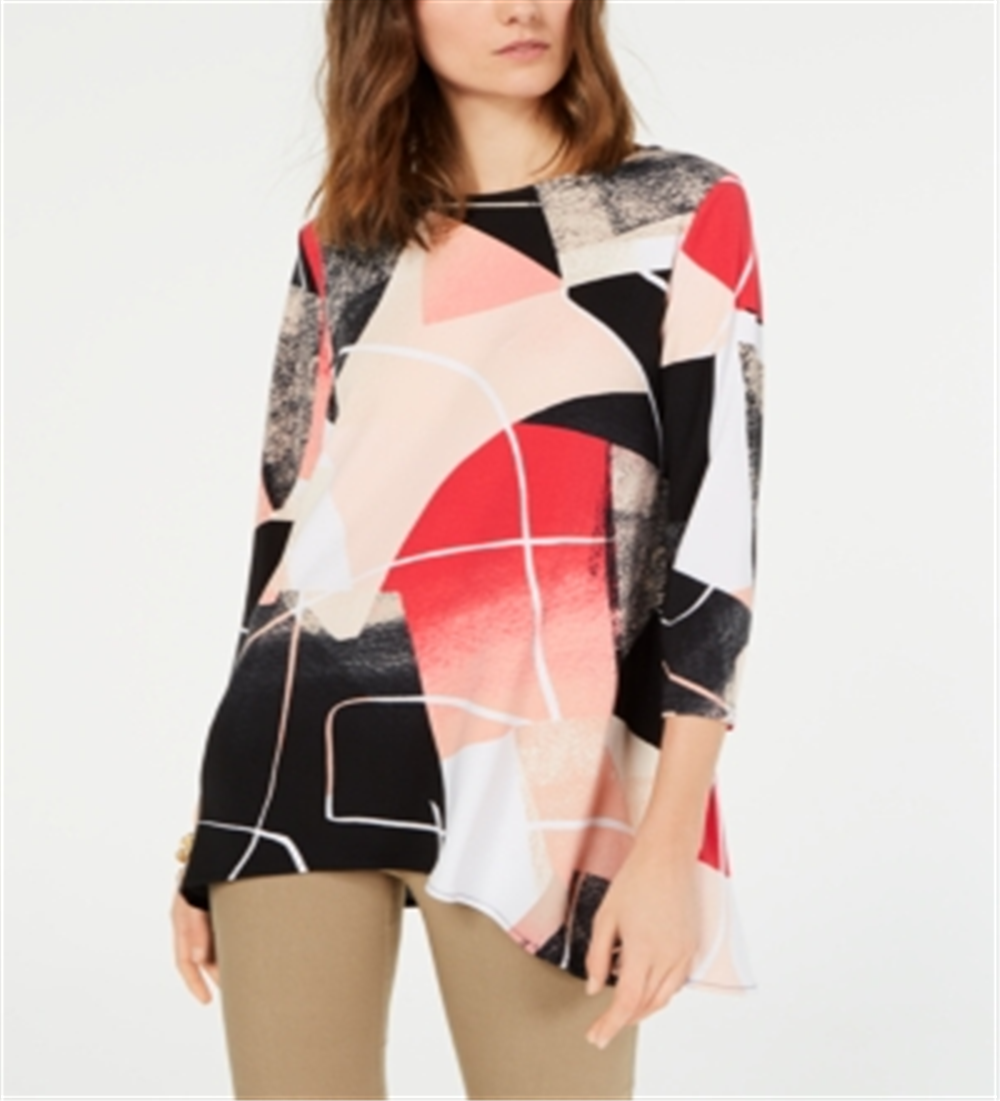 Blusa feminina estampada Alfani, rosa, tamanho pequeno e pequeno