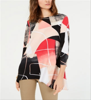 Blusa feminina estampada Alfani, rosa, tamanho pequeno e pequeno