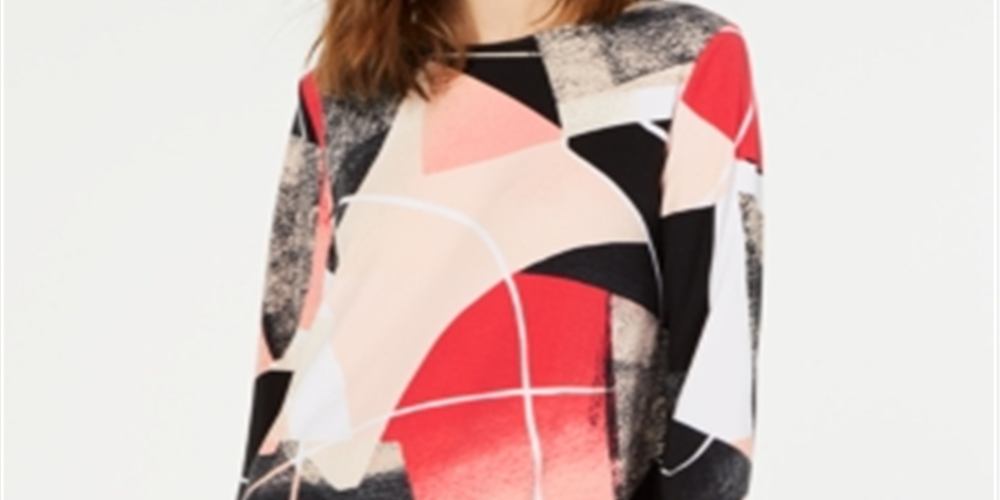 Blusa feminina estampada Alfani, rosa, tamanho pequeno e pequeno