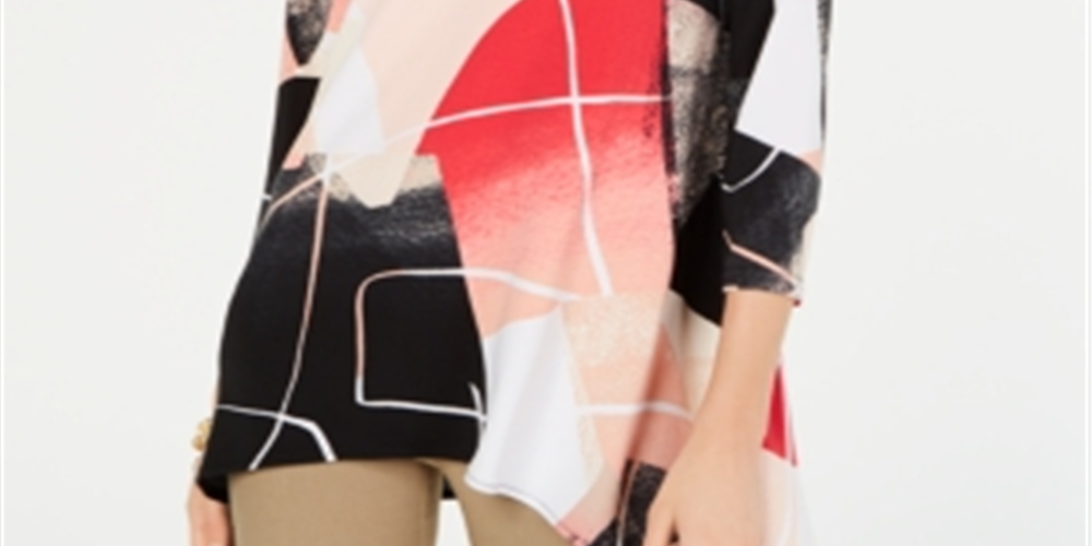 Blusa feminina estampada Alfani, rosa, tamanho pequeno e pequeno
