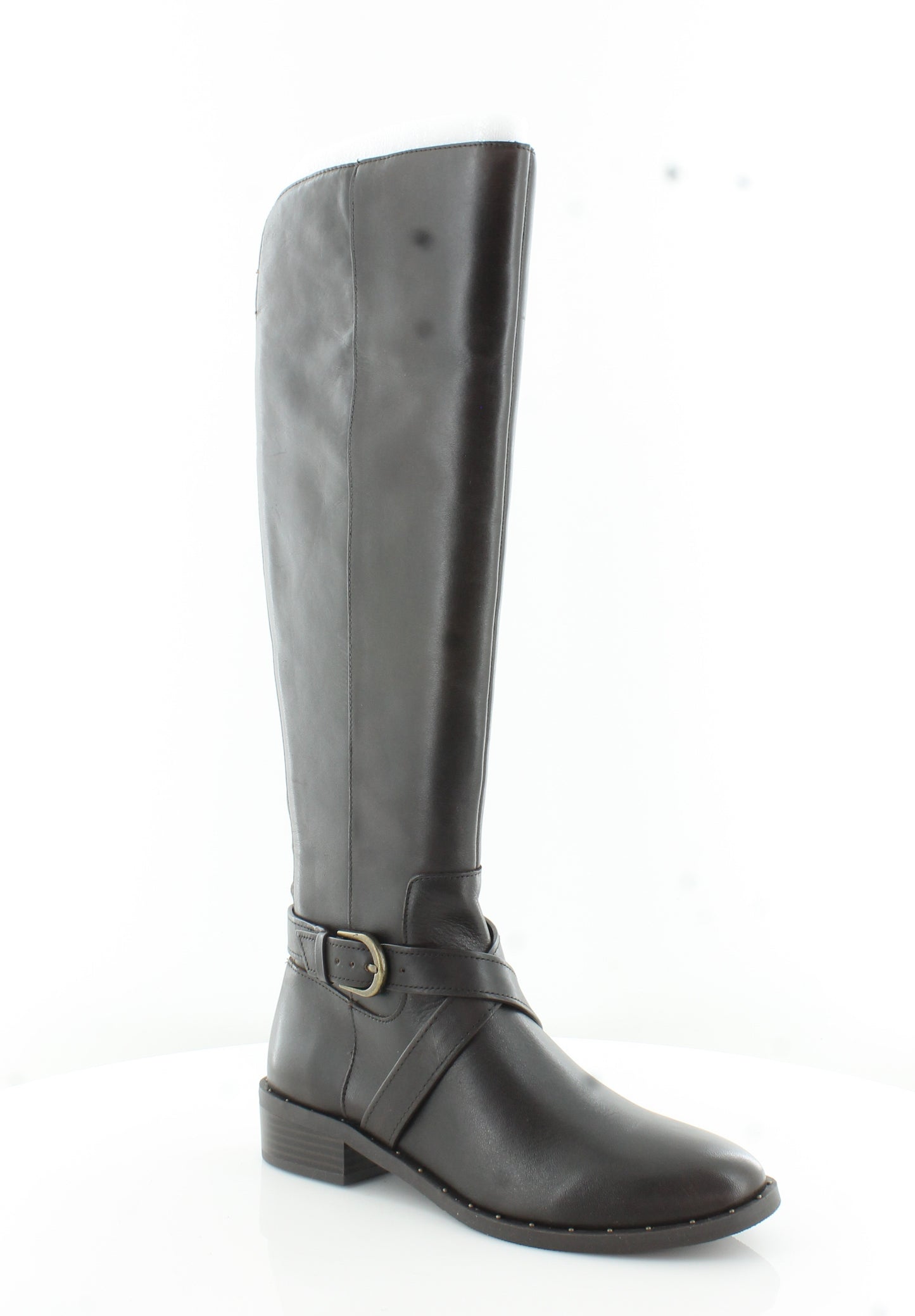 Bota Fadora Feminina de Couro com Bico Redondo, Inc International Concepts, Preta