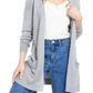 Cardigan feminino aberto de manga comprida Maison Jules, cinza, tamanho médio
