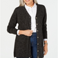 Karen Scott Cardigan Duster Feminino com Botões Frontais Preto Tamanho Pequeno