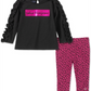 Conjunto de túnica com babados e leggings estampadas Calvin Klein para meninas, preto, vários tamanhos, 3T