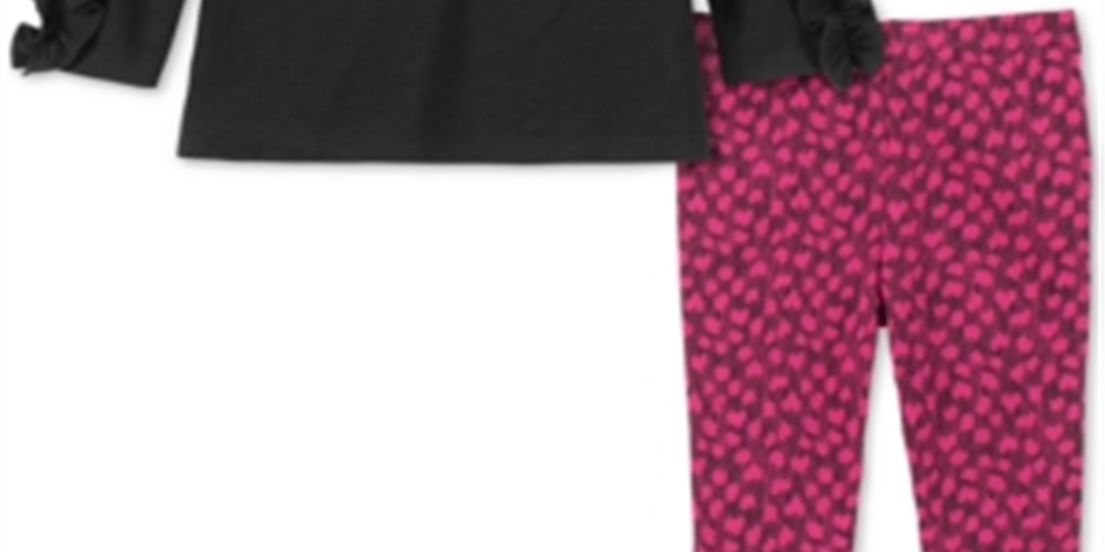 Conjunto de túnica com babados e leggings estampadas Calvin Klein para meninas, preto, vários tamanhos, 3T