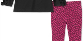 Conjunto de túnica com babados e leggings estampadas Calvin Klein para meninas, preto, vários tamanhos, 3T