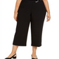Calça culotte feminina Alfani Plus com cinto e detalhes em ferragens, preta, tamanho 20W