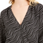 Blusa cruzada com estampa de corrente feminina Michael Kors, cinza, tamanho grande