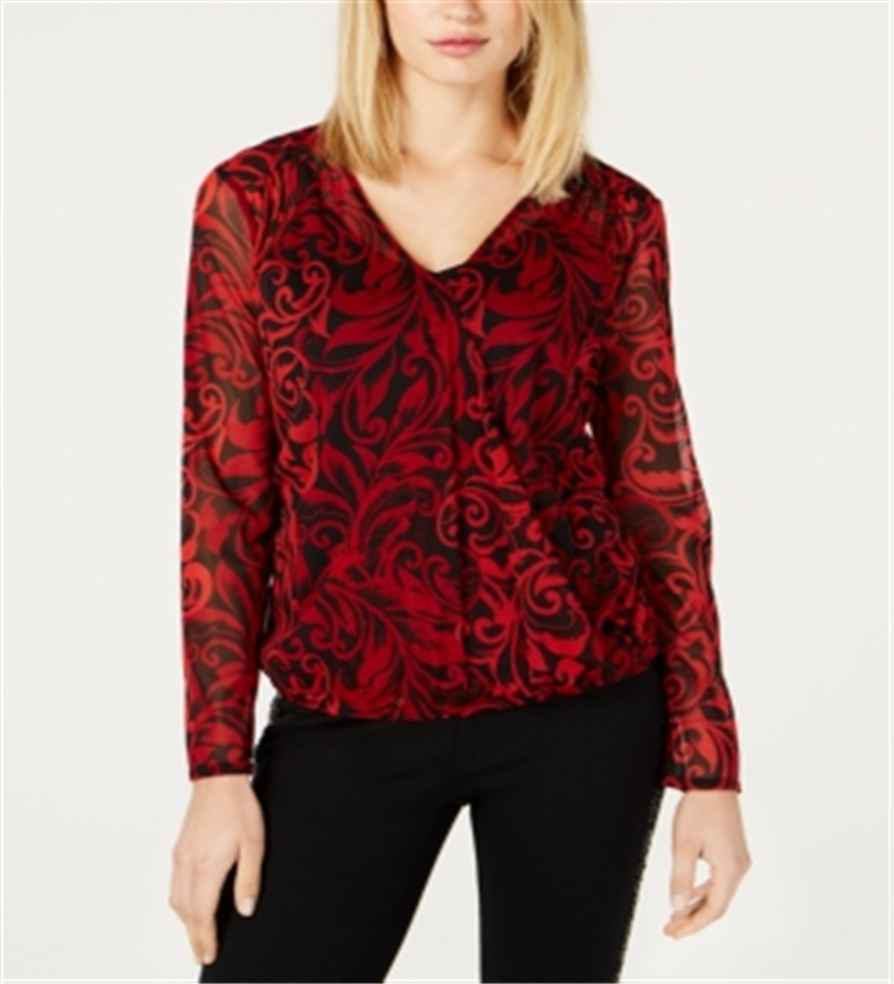 Inc Petite Printed Surplice Top Vermelho Tamanho 44