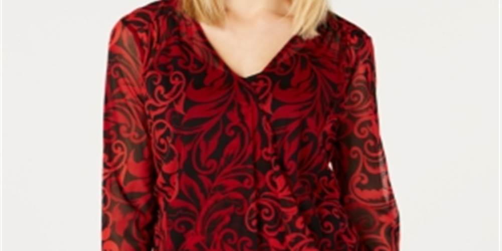 Inc Petite Printed Surplice Top Vermelho Tamanho 44