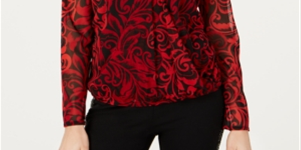 Inc Petite Printed Surplice Top Vermelho Tamanho 44